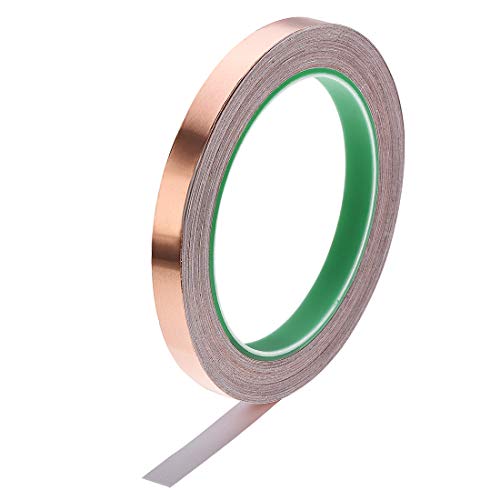 sourcing map Doppelseitige Leitfähige Klebeband Kupferfolienband 10mm x 20m/21.8 Yards Länge für EMI Abschirmung, Glasmalerei Elektrische Reparaturen von sourcing map