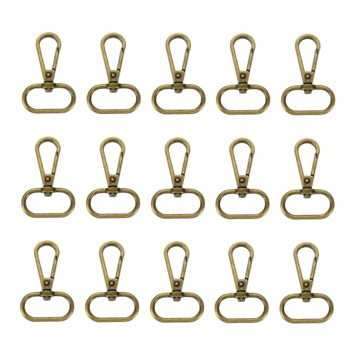 sourcing map Drehverschlüsse, 2,4 cm, ovaler Ring, Karabinerverschluss, Metall, Karabinerhaken für Geldbörse, Schlüsselanhänger, Gürtel, Bronze, 15 Stück von sourcing map