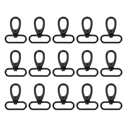 sourcing map Drehverschlüsse, 3,8 cm, ovaler Ring, Karabinerverschluss, Metall, Karabinerhaken für Geldbörse, Schlüsselanhänger, Gürtel, Schwarz, 15 Stück von sourcing map
