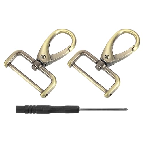 sourcing map Drehverschlüsse, 32 mm, D-Ring, abnehmbarer Karabinerhaken, Metall, Karabinerhaken mit Schraubendreher für Geldbörse, Schlüsselanhänger, DIY, Handwerk, Bronze, 2 Stück von sourcing map