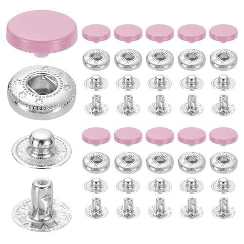 sourcing map Druckknöpfe, 12 mm, Zinklegierung, Druckknöpfe, Druckknöpfe, Kappe für Kleidung, Jeans, Jacken, Leder, Nähen, Reparatur, Rosa, 20 Stück von sourcing map