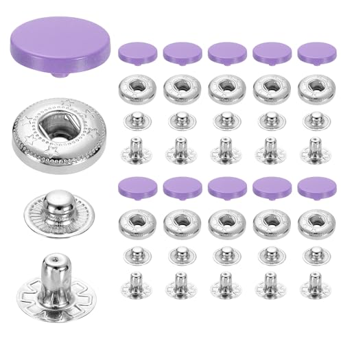 sourcing map Druckknöpfe aus Zinklegierung, 15 mm #831, für Kleidung, Jeans, Jacken, Leder, Nähen, Reparatur, Hellviolett, 20 Stück von sourcing map