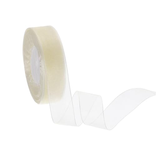 sourcing map Durchsichtiges Organzaband, 2,5 cm, 45,7 m, Chiffon-Bänder für Geschenkverpackungen, Hochzeit, Party, Dekoration, Blumenstrauß, Basteln, Weihnachten, cremefarben von sourcing map