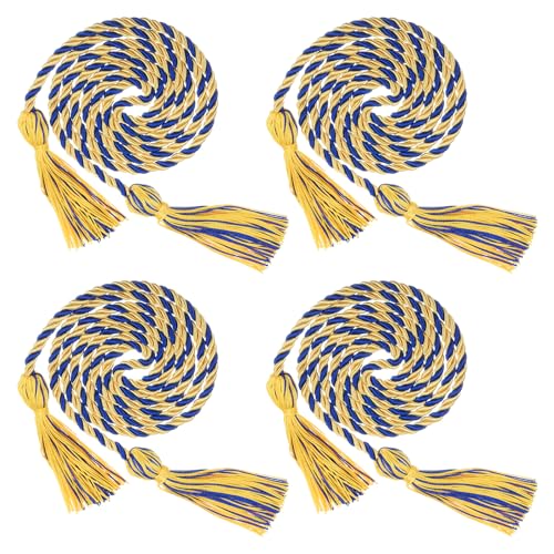 sourcing map Ehrenkordel zum Schulabschluss, 170,2 cm, mit Quaste, Polyester, geflochten, für Abschlussfeier, Party, Zeremonien, Absolventen, 4 Stück (Gold/Blau) von sourcing map