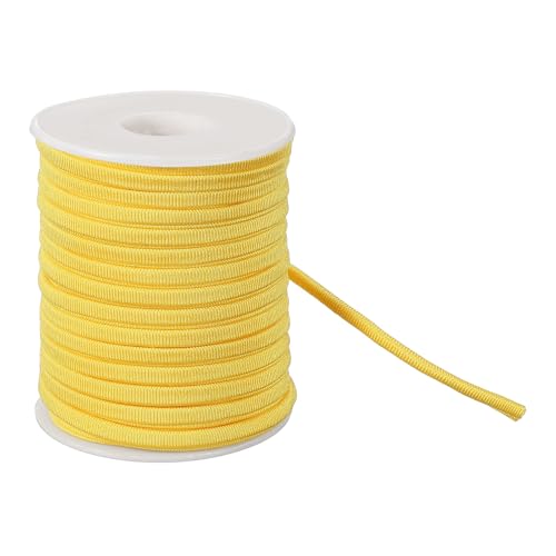 sourcing map Elastische Nylonschnur, 1/4 Zoll, 21,87 m, dehnbare Spandexschnur, geflochtene Stretchbänder für Armbänder, Haargummis, Nähen, DIY, Basteln, Gelb von sourcing map