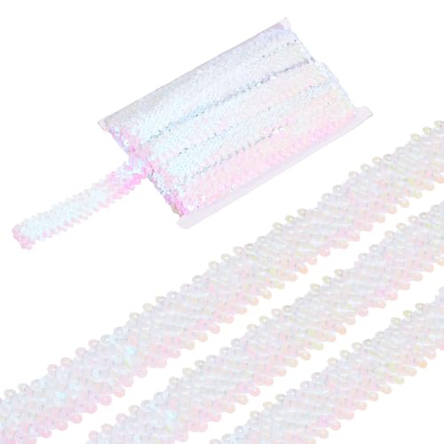 sourcing map Elastischer Paillettenbesatz, 3 Reihen, flach, Pailletten-Streifen, Stoffband für Bastelarbeiten, Fransen, Nähen, Kostüme, Kleid, AB-Farbe, Weiß, 10 Meter sourcing map Elastischer Paillettenbesatz, 3 Reihen, flach, Pailletten-Streifen, Stoffband für Bastelarbeiten, Fransen, Nähen, Kostüme, Kleid, AB-Farbe, Weiß, 10 Meter von sourcing map