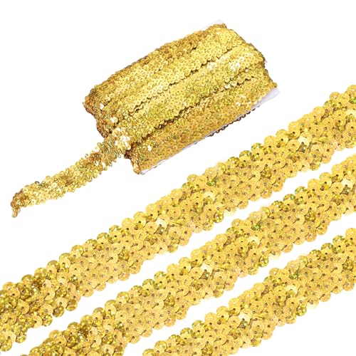 sourcing map Elastisches Pailletten-Band, 3 Reihen, flach, Pailletten-Streifen, Stoffband für Bastelarbeiten, Fransen, Nähen, Kostüme, Kleid, Laser-Goldton sourcing map Elastisches Pailletten-Band, 3 Reihen, flach, Pailletten-Streifen, Stoffband für Bastelarbeiten, Fransen, Nähen, Kostüme, Kleid, Laser-Goldton von sourcing map