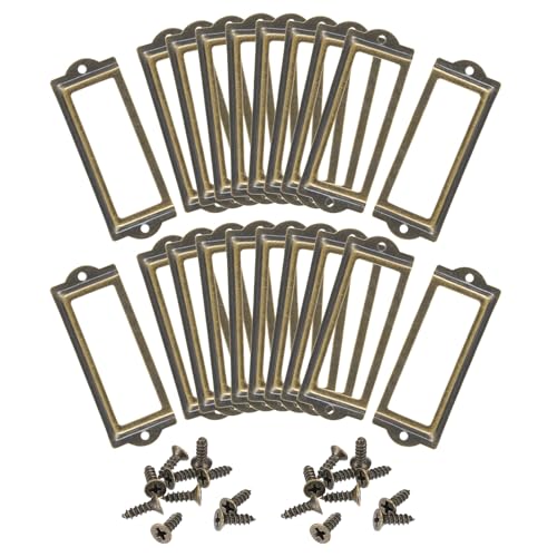 sourcing map Etikettenhalter aus Metall, 83 x 30 mm, 40 Stück, für Ordner, Namensschilder, Etikettenhalter für Büro, Bibliothek, Schublade, Schrank, Regale, bronzefarben von sourcing map