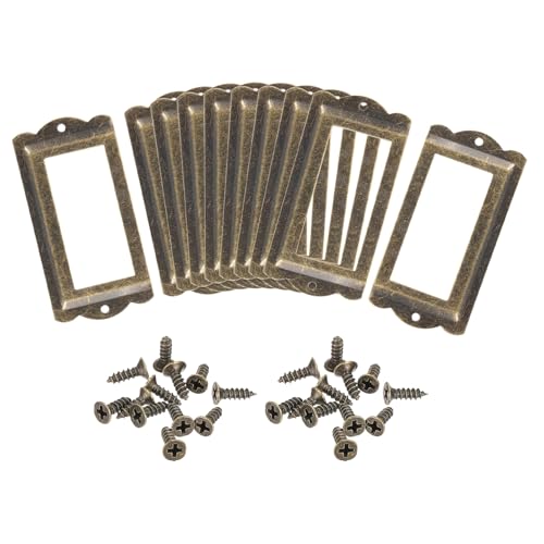 sourcing map Etikettenhalter aus Metall, 85 x 40 mm, 10 Stück, für Ordner, Namensschilder, Etikettenhalter für Büro, Bibliothek, Schublade, Schrank, Regale, bronzefarben von sourcing map