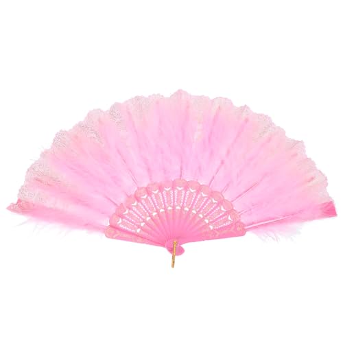 sourcing map Federhandfächer Rosa Vintage Faltfächer mit Quaste & Jade Federfächer Handgehalten für Halloween Party Hochzeit Tanzdekoration sourcing map Federhandfächer Rosa Vintage Faltfächer mit Quaste & Jade Federfächer Handgehalten für Halloween Party Hochzeit Tanzdekoration von sourcing map