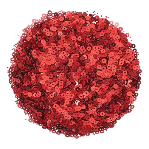 sourcing map Flache Pailletten, 3 mm, flach, rund, lose Pailletten mit einzelnen Löchern, 100 g, für Bastelarbeiten, Nähen, Sticken, Kleidung, Rot, 30.0000 Stück von sourcing map