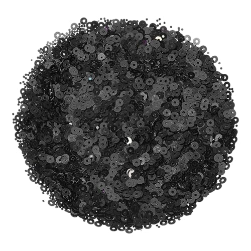 sourcing map Flache Pailletten, 3 mm, flach, rund, lose Pailletten mit einzelnen Löchern, 100 g, für Bastelarbeiten, Nähen, Sticken, Kleidung, Schwarz, 30.0000 Stück von sourcing map