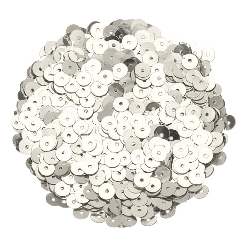 sourcing map Flache Pailletten, flach, rund, lose Pailletten mit einzelnen Löchern, 100 g, für Bastelarbeiten, Nähen, Sticken, Kleidung, Champagner, 30.0000 Stück von sourcing map
