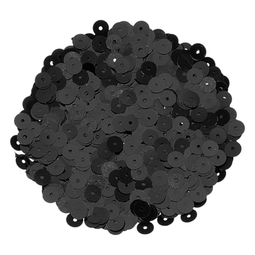 sourcing map Flache Pailletten, flach, rund, lose Pailletten mit einzelnen Löchern, 100 g, für Bastelarbeiten, Nähen, Sticken, Kleidung, Schwarz, 30.0000 Stück von sourcing map