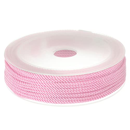 sourcing map Gedrehter Nylonfaden, Perlenschnur, 2mm, 13m/43 Fuß, extra Starke, geflochtene Nylonschnur zum Basteln von Armbändern, Schmuckherstellung, Pink von sourcing map