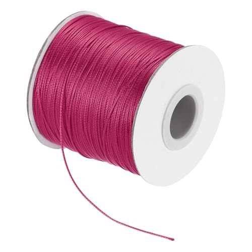 sourcing map Gewachste Schnur, 0,5 mm, gewachste Polyesterschnur, 175 m, Wachsschnur für Armbandherstellung, Halsketten, Perlen, Schmuckherstellung und Bastelarbeiten (Dunkelrosarot) von sourcing map