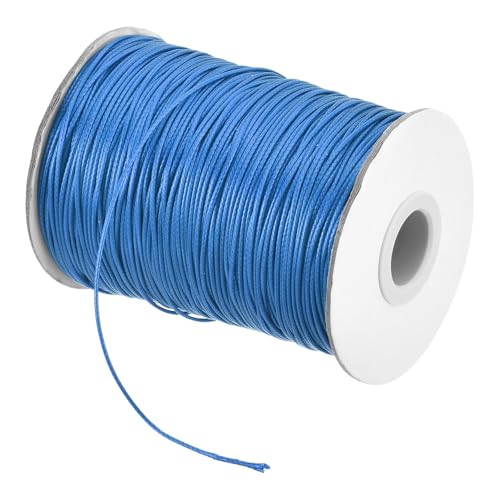 sourcing map Gewachste Schnur, 0,8 mm, gewachste Polyesterschnur, 175 m, Wachsschnur für Armbandherstellung, Halsketten, Perlen, Schmuckherstellung und Bastelarbeiten (Hellblau) von sourcing map