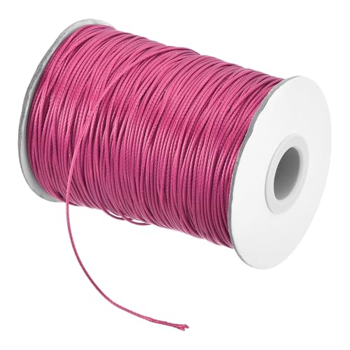 sourcing map Gewachste Schnur, 1,2 mm, gewachste Polyesterschnur, 175 m, Wachsschnur für Armbandherstellung, Halsketten, Perlen, Schmuckherstellung und Bastelarbeiten (Dunkelrosarot) von sourcing map