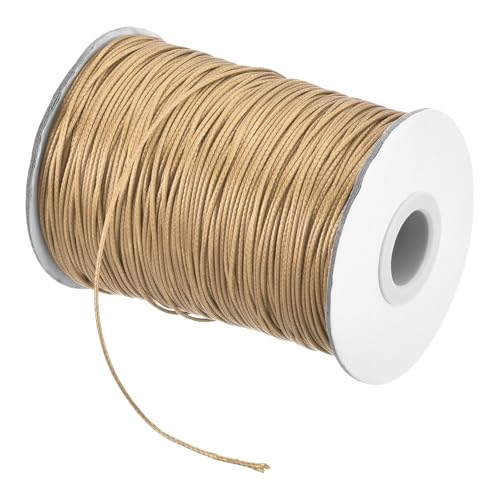 sourcing map Gewachste Schnur, 1,2 mm, gewachste Polyesterschnur, 175 m, Wachsschnur für Armbandherstellung, Halsketten, Perlen, Schmuckherstellung und Bastelarbeiten (Khaki) von sourcing map