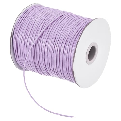 sourcing map Gewachste Schnur, 1,5 mm, gewachste Polyesterschnur, 175 m, Wachsschnur für Armbandherstellung, Halsketten, Perlen, Schmuckherstellung und Bastelarbeiten (Hellviolett) von sourcing map
