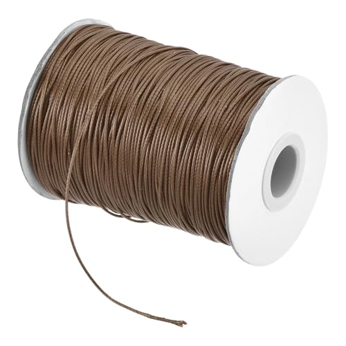 sourcing map Gewachste Schnur, 1 mm, gewachste Polyesterschnur, 175 m, Wachsschnur für Armbandherstellung, Halsketten, Perlen, Schmuckherstellung und Bastelarbeiten (braun) von sourcing map