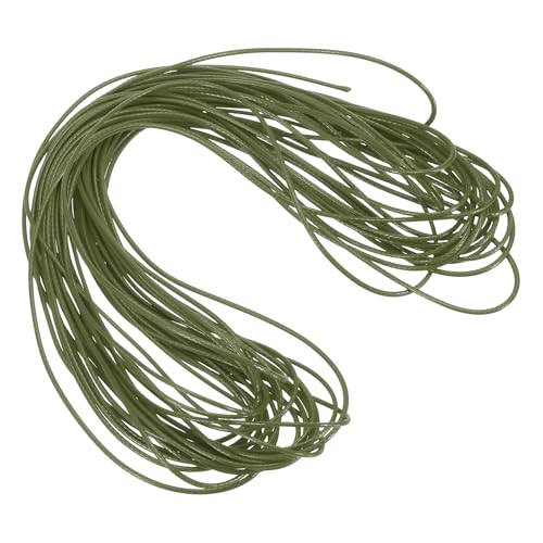 sourcing map Gewachste Schnur, 1 mm, gewachste Polyesterschnur, 9,1 m, Wachsschnur für Armbandherstellung, Halsketten, Perlen, Schmuckherstellung und Bastelarbeiten (dunkelgrün) von sourcing map