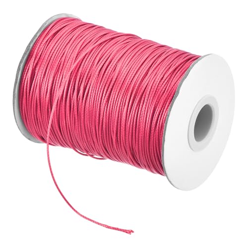 sourcing map Gewachste Schnur, 2 mm, gewachste Polyesterschnur, 9,1 m, Wachsschnur für Armbandherstellung, Halsketten, Perlen, Schmuckherstellung und Bastelarbeiten (Rosenrot) von sourcing map