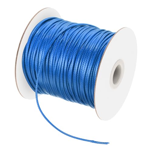 sourcing map Gewachste Schnur, 2 mm, gewachste Polyesterschnur, 98 m, Wachsschnur für Armbandherstellung, Halsketten, Perlen, Schmuckherstellung und Bastelarbeiten (Hellblau) von sourcing map
