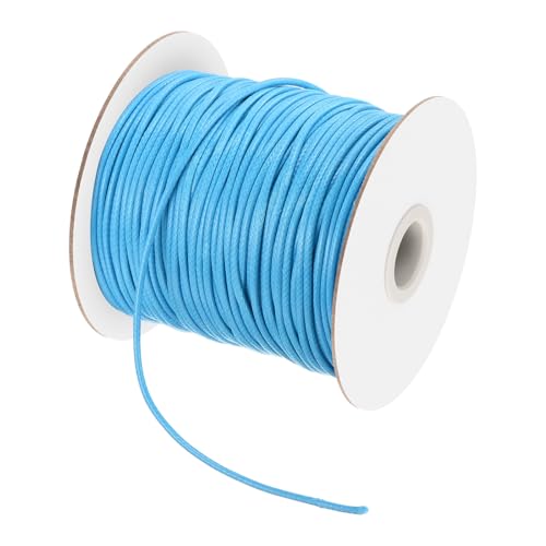 sourcing map Gewachste Schnur, 2 mm, gewachste Polyesterschnur, 98 m, Wachsschnur für Armbandherstellung, Halsketten, Perlen, Schmuckherstellung und Bastelarbeiten (Himmelblau) von sourcing map