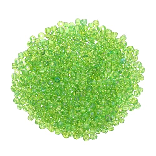 sourcing map Glasperlen, lose Mini-Perlen mit Loch, 3 mm, 8/0, lose Mini-Perlen mit Loch, Großpackung zum Basteln, handgefertigt, Grasgrün, AB von sourcing map