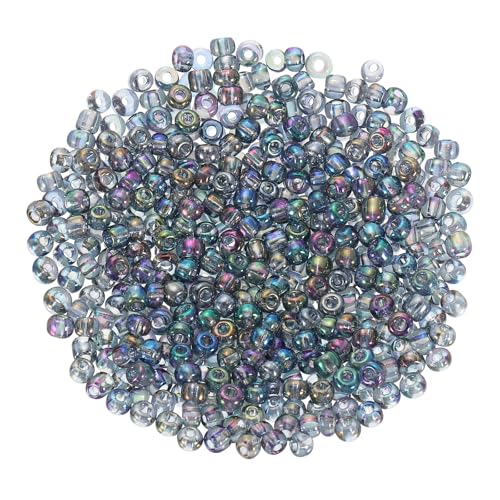 sourcing map Glasperlen, lose Mini-Perlen mit Loch, 3 mm, 8/0, lose Mini-Perlen mit Loch, Großpackung zum Basteln, handgefertigt, Grau, AB von sourcing map