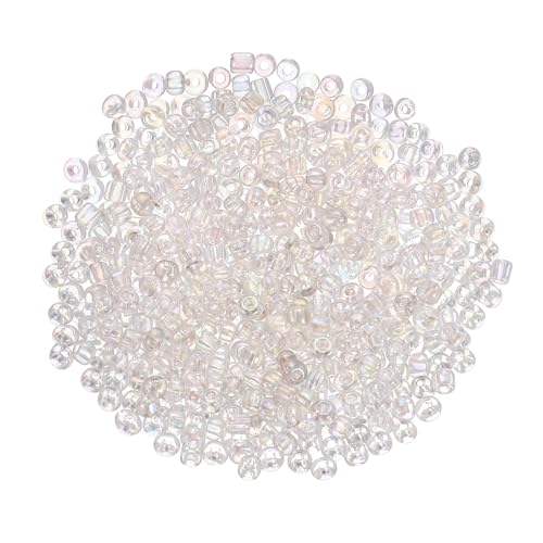 sourcing map Glasperlen, lose Mini-Perlen mit Loch, 4 mm, 6/0, lose Mini-Perlen mit Loch, Großpackung zum Basteln, handgefertigt, Hellgrau, AB von sourcing map