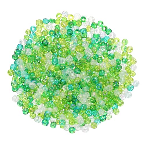 sourcing map Glasperlen, lose Mini-Perlen mit Loch, 4 mm, 6/0, lose Mini-Perlen mit Loch, Großpackung zum Basteln, handgefertigt, gemischtes Grün, 1600 Stück von sourcing map