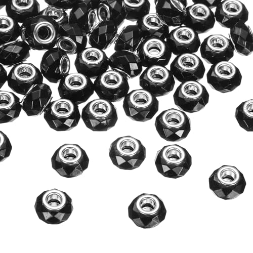 sourcing map Glasperlen mit großem Loch, 14 mm, schwarz, europäisch, lose, runde, facettierte Strasssteine, Bastelperlen für DIY-Armbänder, Halsketten, Schmuckherstellung, 50 Stück sourcing map Glasperlen mit großem Loch, 14 mm, schwarz, europäisch, lose, runde, facettierte Strasssteine, Bastelperlen für DIY-Armbänder, Halsketten, Schmuckherstellung, 50 Stück von sourcing map