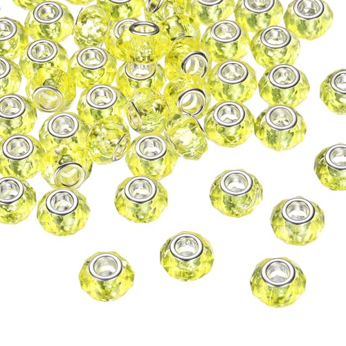 sourcing map Glasperlen mit großem Loch, rund, facettiert, für selbstgemachte Armbänder, Halsketten, Schmuckherstellung, 14 mm, Gelb, 100 Stück sourcing map Glasperlen mit großem Loch, rund, facettiert, für selbstgemachte Armbänder, Halsketten, Schmuckherstellung, 14 mm, Gelb, 100 Stück von sourcing map