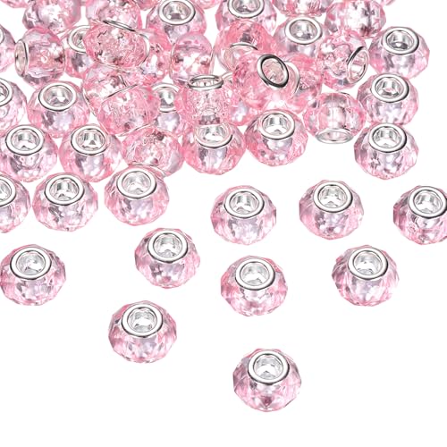 sourcing map Glasperlen mit großem Loch, rund, facettiert, für selbstgemachte Armbänder, Halsketten, Schmuckherstellung, 14 mm, Rosa, 100 Stück sourcing map Glasperlen mit großem Loch, rund, facettiert, für selbstgemachte Armbänder, Halsketten, Schmuckherstellung, 14 mm, Rosa, 100 Stück von sourcing map