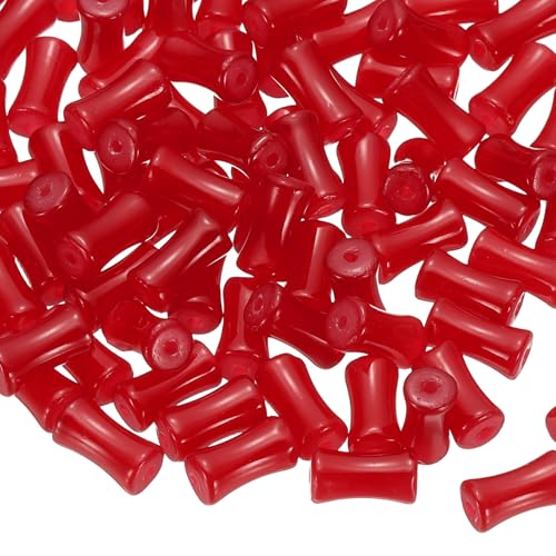 sourcing map Glasröhrenperlen, 6 x 12 mm, Zylinder, lose Perlen, Stäbchenperlen, Glasperlen, Rocailles für Armbänder, Schmuckherstellung, DIY, Basteln, Ohrringe, Halsketten, Rot, 100 Stück von sourcing map