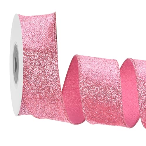 sourcing map Glitzerband mit Draht, 4 cm, rosa, glitzernd, schillernd, 9,1 m für Weihnachtsbaumkranz, Dekoration, Geschenkverpackung, mit metallischem Rand sourcing map Glitzerband mit Draht, 4 cm, rosa, glitzernd, schillernd, 9,1 m für Weihnachtsbaumkranz, Dekoration, Geschenkverpackung, mit metallischem Rand von sourcing map