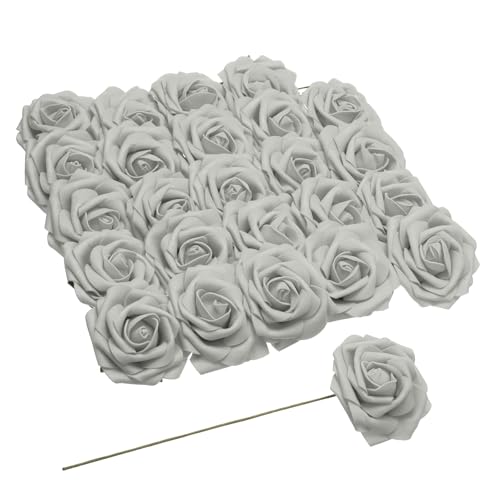 sourcing map Graue künstliche Rosen-Box, künstliche Rosen mit Stielen, Kunstblumen für DIY, Hochzeit, Brautstrauß, Party, Heimdekorationen, 25 Stück sourcing map Graue künstliche Rosen-Box, künstliche Rosen mit Stielen, Kunstblumen für DIY, Hochzeit, Brautstrauß, Party, Heimdekorationen, 25 Stück von sourcing map