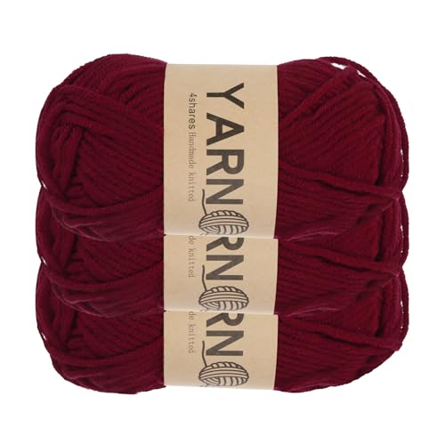 sourcing map Häkelgarn, 1,8 mm, Weinrot, 5-lagiges Acrylgarn, 75 g, Sportgewicht, weiche und flauschige Garne zum Stricken, DIY, Häkeln, Basteln, Decken, Geschenk, insgesamt 160 m, 3 Stück sourcing map Häkelgarn, 1,8 mm, Weinrot, 5-lagiges Acrylgarn, 75 g, Sportgewicht, weiche und flauschige Garne zum Stricken, DIY, Häkeln, Basteln, Decken, Geschenk, insgesamt 160 m, 3 Stück von sourcing map