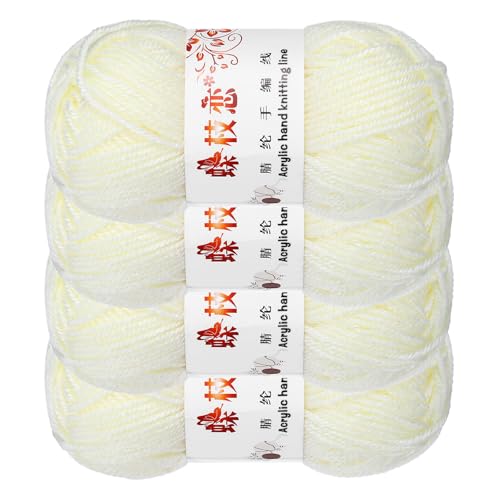 sourcing map Häkelgarn, 4 Stück, cremeweiß, 4-lagig, Acrylgarn, 200 g, Sportgewicht, weiche und flauschige Garne zum Stricken, DIY, Häkeln, Handwerk, Decken, Geschenk, insgesamt 400 m sourcing map Häkelgarn, 4 Stück, cremeweiß, 4-lagig, Acrylgarn, 200 g, Sportgewicht, weiche und flauschige Garne zum Stricken, DIY, Häkeln, Handwerk, Decken, Geschenk, insgesamt 400 m von sourcing map