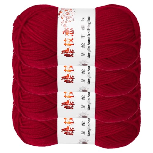 sourcing map Häkelgarn, 4 Stück, dunkelrot, 4-lagiges Acrylgarn, 200 g, Sportgewicht, weiche und flauschige Garne zum Stricken, DIY, Häkeln, Handwerk, Decken, Geschenk, insgesamt 400 m sourcing map Häkelgarn, 4 Stück, dunkelrot, 4-lagiges Acrylgarn, 200 g, Sportgewicht, weiche und flauschige Garne zum Stricken, DIY, Häkeln, Handwerk, Decken, Geschenk, insgesamt 400 m von sourcing map