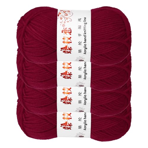 sourcing map Häkelgarn, 4 Stück, weinrot, 4-lagig, Acrylgarn, 200 g, Sportgewicht, weiche und flauschige Garne zum Stricken, DIY, Häkeln, Handwerk, Decken, Geschenk, insgesamt 400 m sourcing map Häkelgarn, 4 Stück, weinrot, 4-lagig, Acrylgarn, 200 g, Sportgewicht, weiche und flauschige Garne zum Stricken, DIY, Häkeln, Handwerk, Decken, Geschenk, insgesamt 400 m von sourcing map