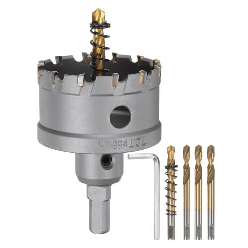 sourcing map Hartmetall-Lochsägen-Set, 56 mm, Metall-Lochschneider-Set mit 5 Zentrierbohrern, Federn, 1 Schraubenschlüssel für Edelstahl, Kupfer, Eisen, Aluminium sourcing map Hartmetall-Lochsägen-Set, 56 mm, Metall-Lochschneider-Set mit 5 Zentrierbohrern, Federn, 1 Schraubenschlüssel für Edelstahl, Kupfer, Eisen, Aluminium von sourcing map