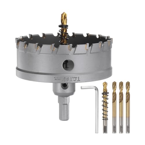 sourcing map Hartmetall-Lochsägen-Set, 91 mm, Metall-Lochschneider-Set mit 5 Zentrierbohrern, Federn, 1 Schraubenschlüssel für Edelstahl, Kupfer, Eisen, Aluminium sourcing map Hartmetall-Lochsägen-Set, 91 mm, Metall-Lochschneider-Set mit 5 Zentrierbohrern, Federn, 1 Schraubenschlüssel für Edelstahl, Kupfer, Eisen, Aluminium von sourcing map
