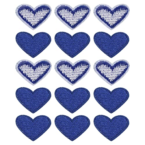 sourcing map Herz Geformt Flicken zum aufbügeln Eisen auf Patches Dunkel Blau Bügelflicken Patches Gestickt Aufnähen für Kleidung Jacken Rucksack Schuhe Reparieren Dekorationen 15 Stück von sourcing map