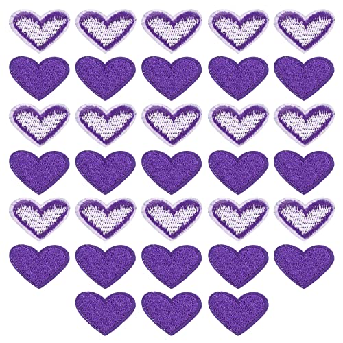 sourcing map Herz Geformt Flicken zum aufbügeln Eisen auf Patches Dunkel Violett Bügelflicken Patches Gestickt Aufnähen für Kleidung Jacken Rucksack Schuhe Reparieren Dekorationen 33 Stück von sourcing map