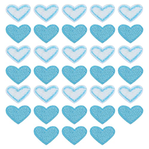 sourcing map Herz Geformt Flicken zum aufbügeln Eisen auf Patches Himmel Blau Bügelflicken Patches Gestickt Aufnähen für Kleidung Jacken Rucksack Schuhe Reparieren Dekorationen 33 Stück von sourcing map