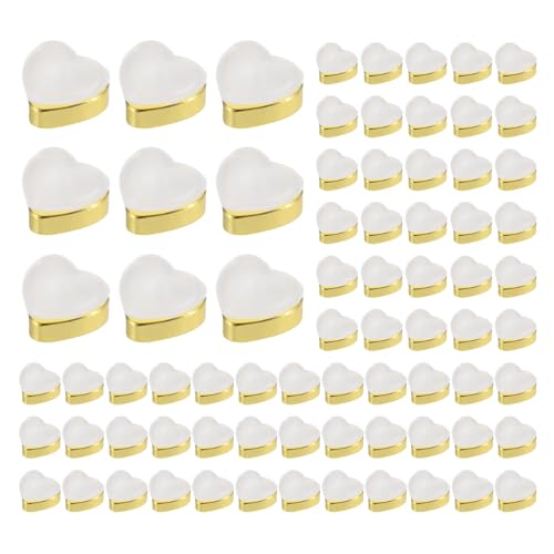 sourcing map Herzförmige Silikon-Ohrring-Verschlüsse, weicher Ohrring-Stopper, sicherer Ersatz für Ohrstecker, hängende Ohren (Gold, 100 Stück) von sourcing map