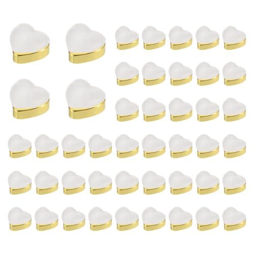 sourcing map Herzförmige Silikon-Ohrring-Verschlüsse, weicher Ohrring-Stopper, sicherer Ersatz für Ohrstecker, hängende Ohren (Gold, 50 Stück) von sourcing map